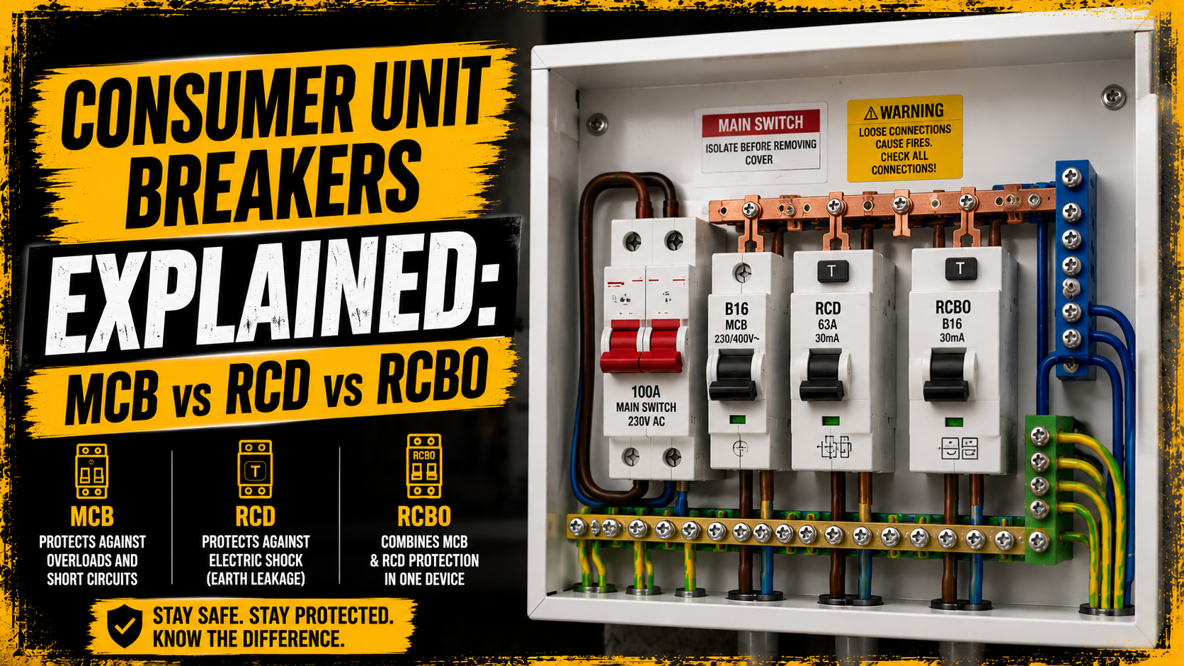 Consumer Unit Breakers Explained MCB vs RCD vs RCBO, Consumer unit upgrade breakers, Consumer units guide